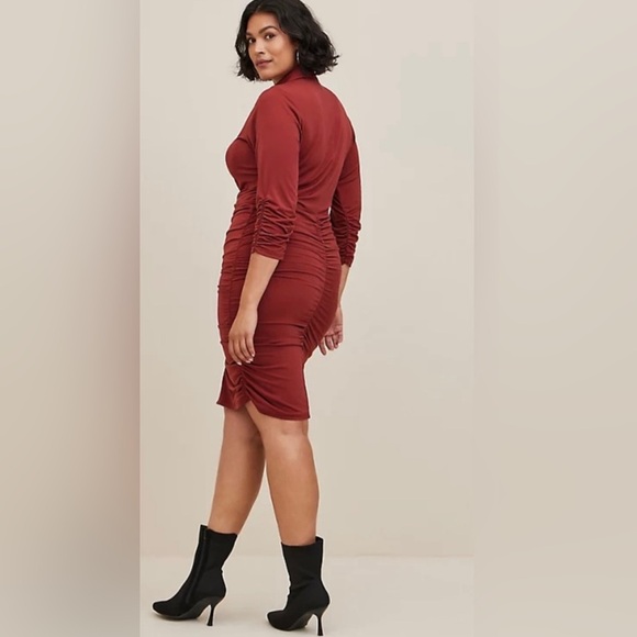 Torrid shirred knit shirt dress knee length rust color size 3X I31 - Picture 3 of 11